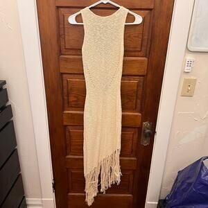 Rails Rylee Dress Ecru sz XS NWT's $258 Women's Asymmetrical Fringe